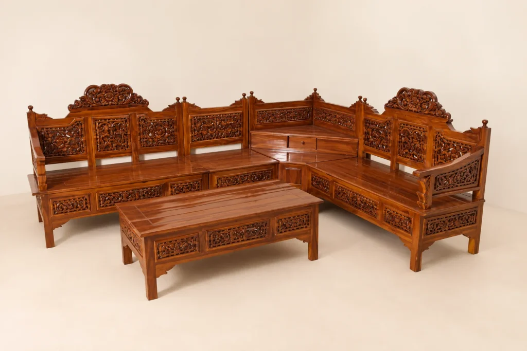 Sofa sudut ukir