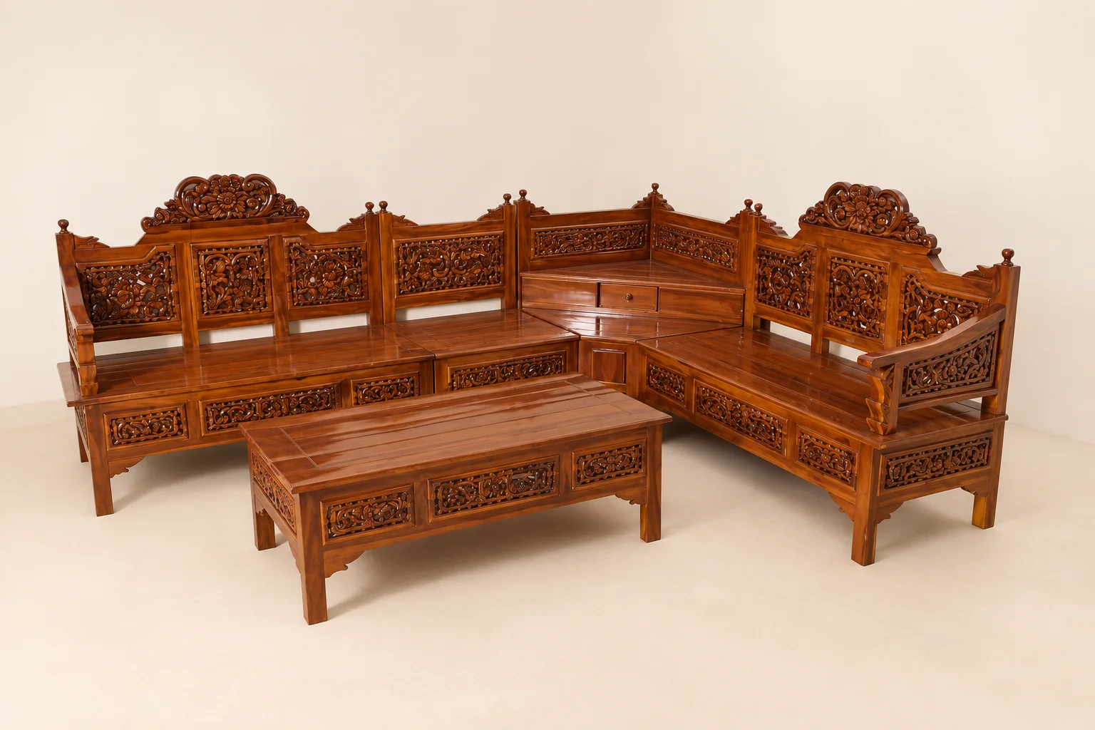Sofa sudut ukir